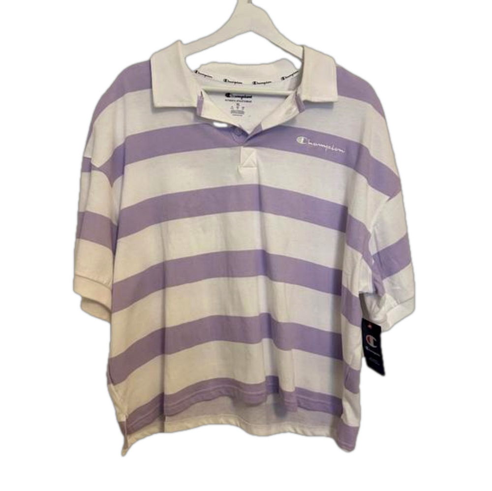 Women's Champion Polo Shirt XL White Purple